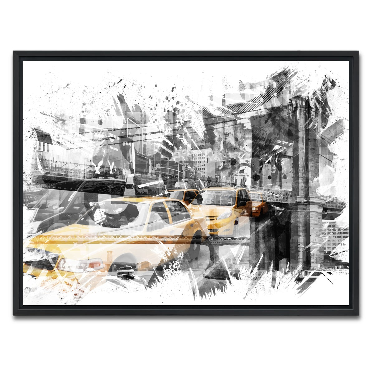 AUTO-MOCKUP WHITE | Modern Art NYC Collage | 1 Piece | Black Framed Canvas | group=4x3