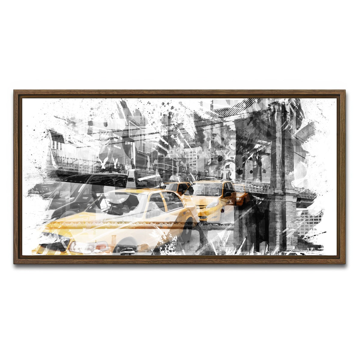 AUTO-MOCKUP WHITE | Modern Art NYC Collage | 1 Piece | Walnut Framed Canvas | group=2x1