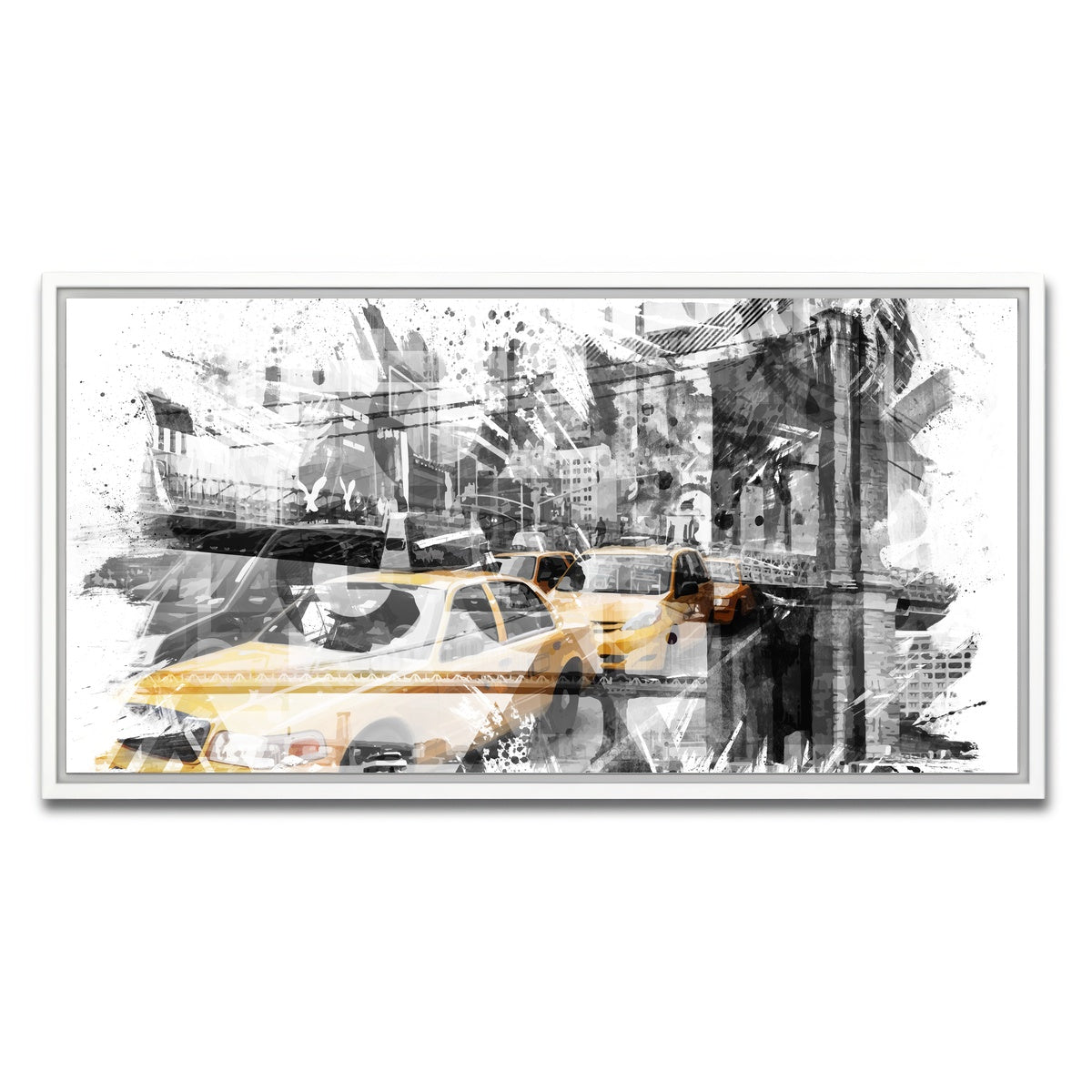AUTO-MOCKUP WHITE | Modern Art NYC Collage | 1 Piece | White Framed Canvas | group=2x1