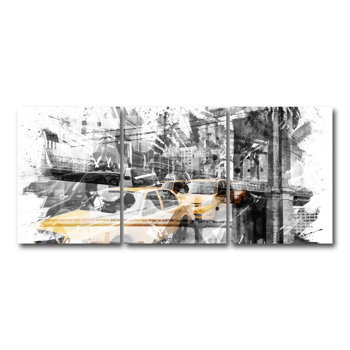 AUTO-MOCKUP WHITE | Modern Art NYC Collage | 3 Piece | Gallery Wrap Canvas | group=18x24