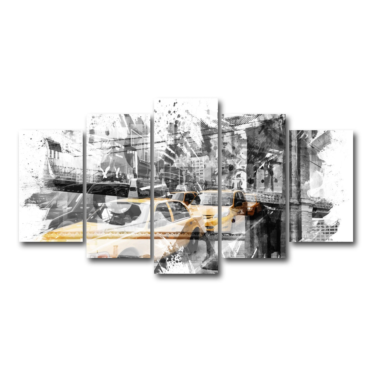 AUTO-MOCKUP WHITE | Modern Art NYC Collage | 5 Piece | Gallery Wrap Canvas | group=5_normal