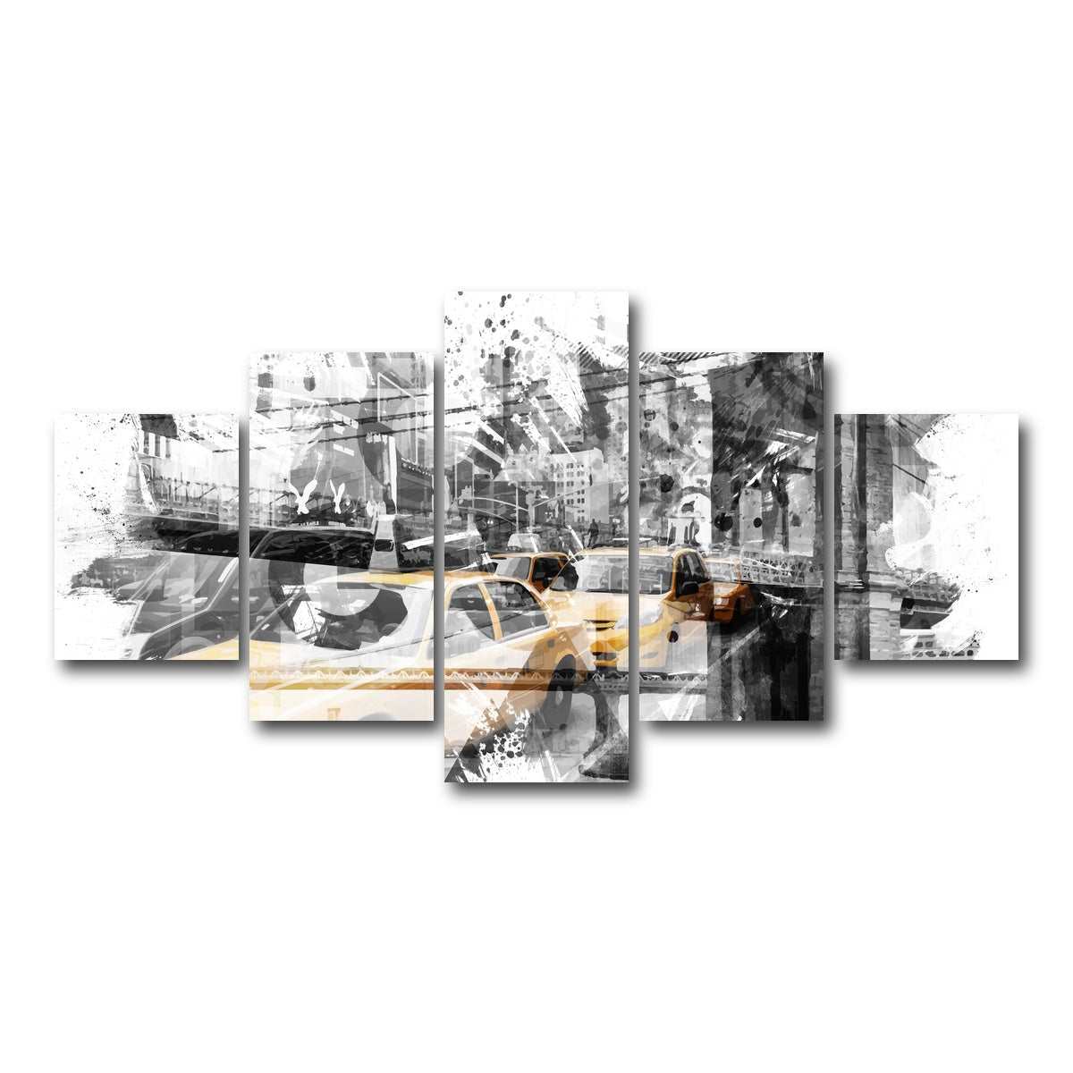 AUTO-MOCKUP WHITE | Modern Art NYC Collage | 5 Piece | Gallery Wrap Canvas | group=5_short