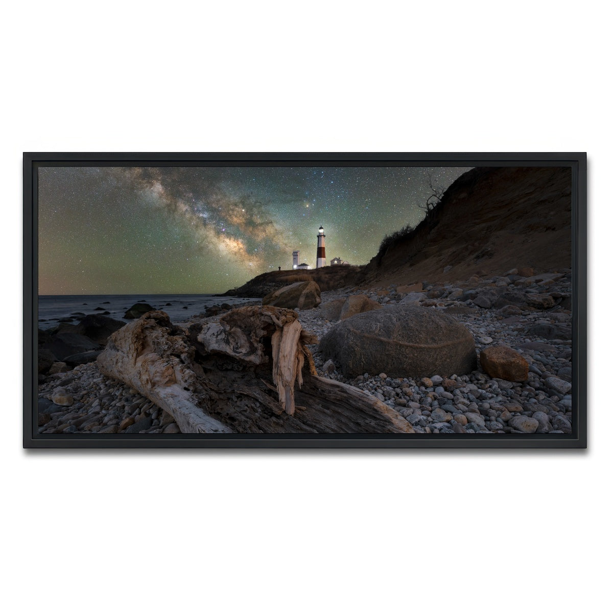AUTO-MOCKUP WHITE | Montauk NY Driftwood Beach | 1 Piece | Black Framed Canvas | group=2x1