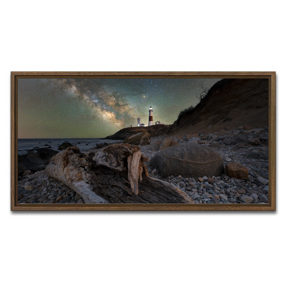AUTO-MOCKUP WHITE | Montauk NY Driftwood Beach | 1 Piece | Walnut Framed Canvas | group=2x1