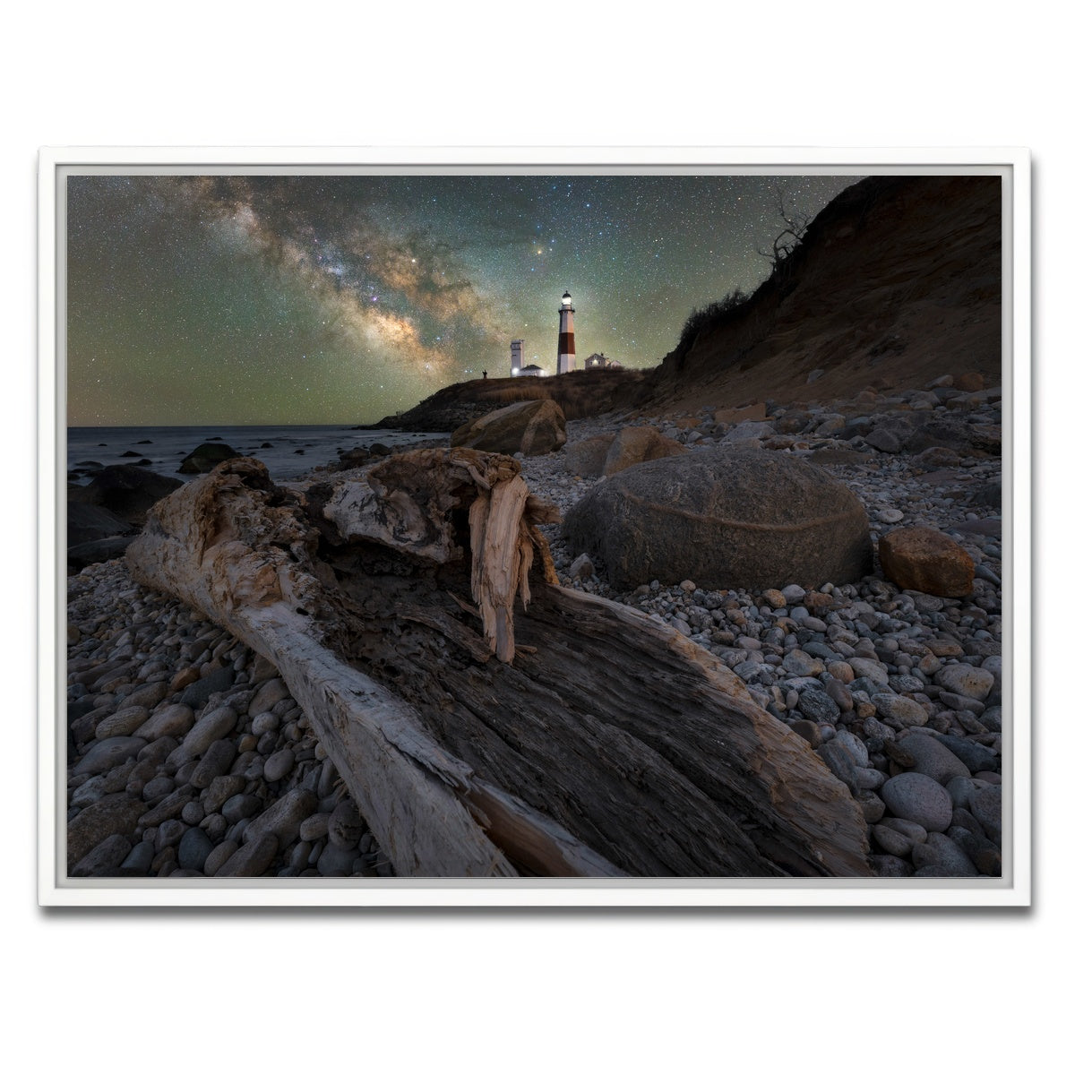 AUTO-MOCKUP WHITE | Montauk NY Driftwood Beach | 1 Piece | White Framed Canvas | group=4x3