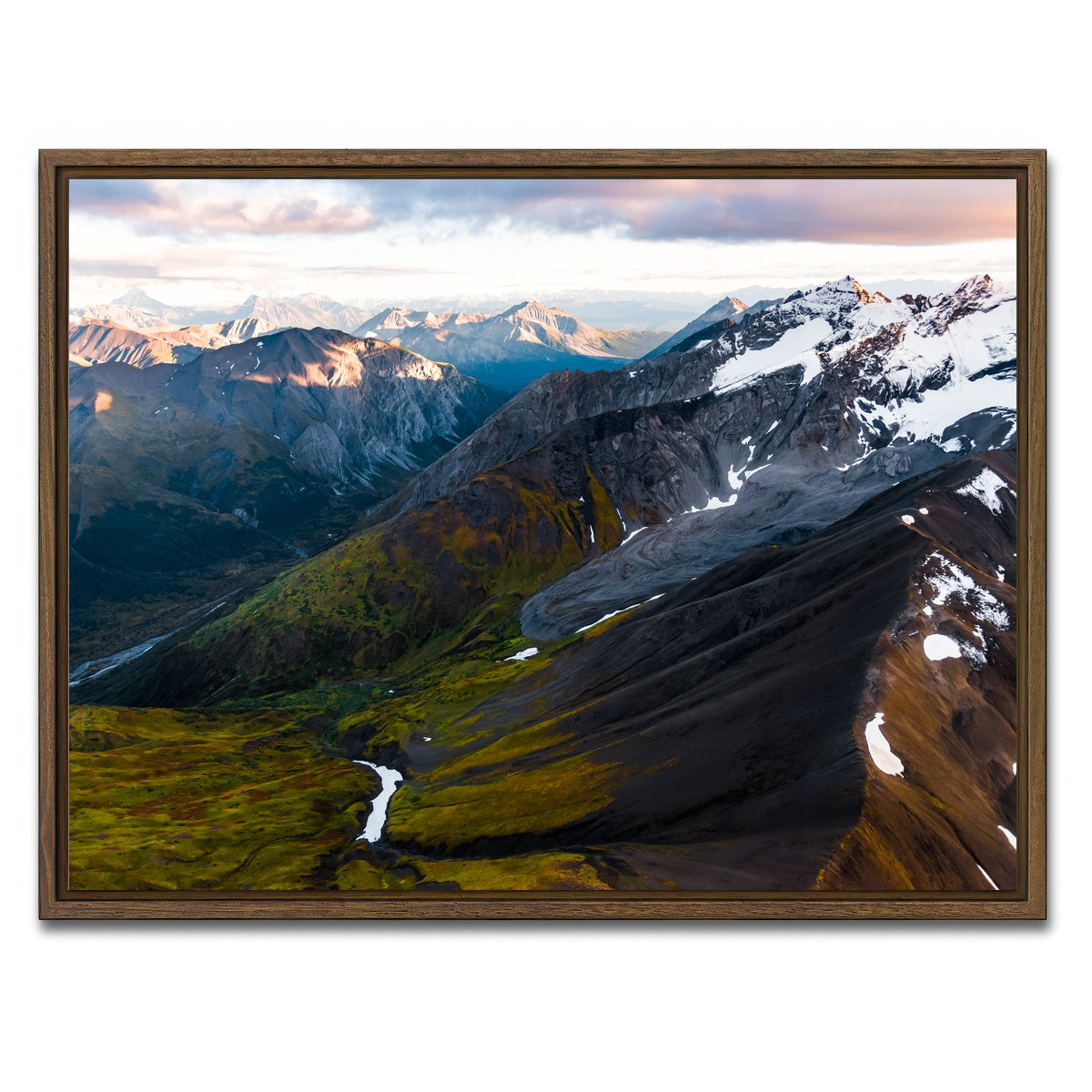 AUTO-MOCKUP WHITE | Mountains and Valleys | 1 Piece | Walnut Framed Canvas | group=4x3