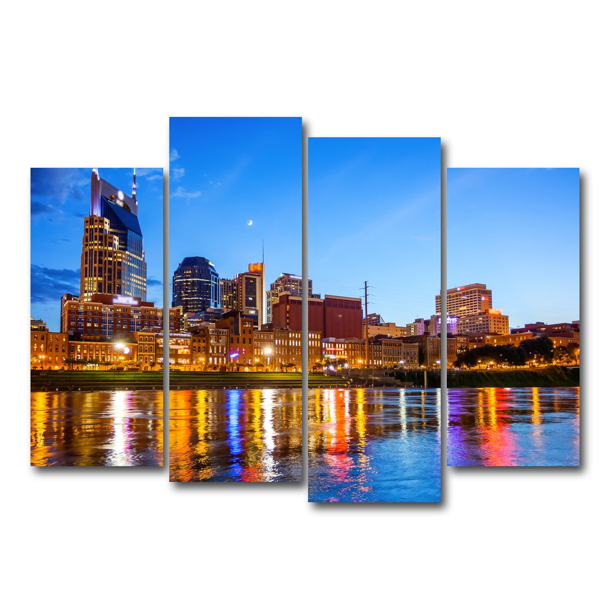 AUTO-MOCKUP WHITE | Nashville Skyline Cumberland River | 4 Piece | Gallery Wrap Canvas | group=4_normal