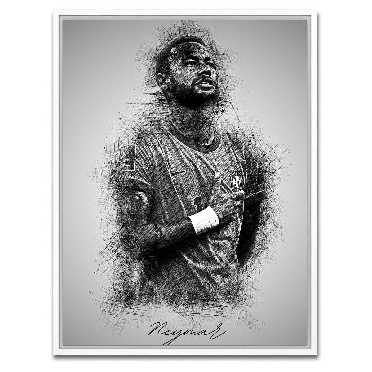 AUTO-MOCKUP WHITE | Neymar 2 | 1 Piece | White Framed Canvas | group=3x4