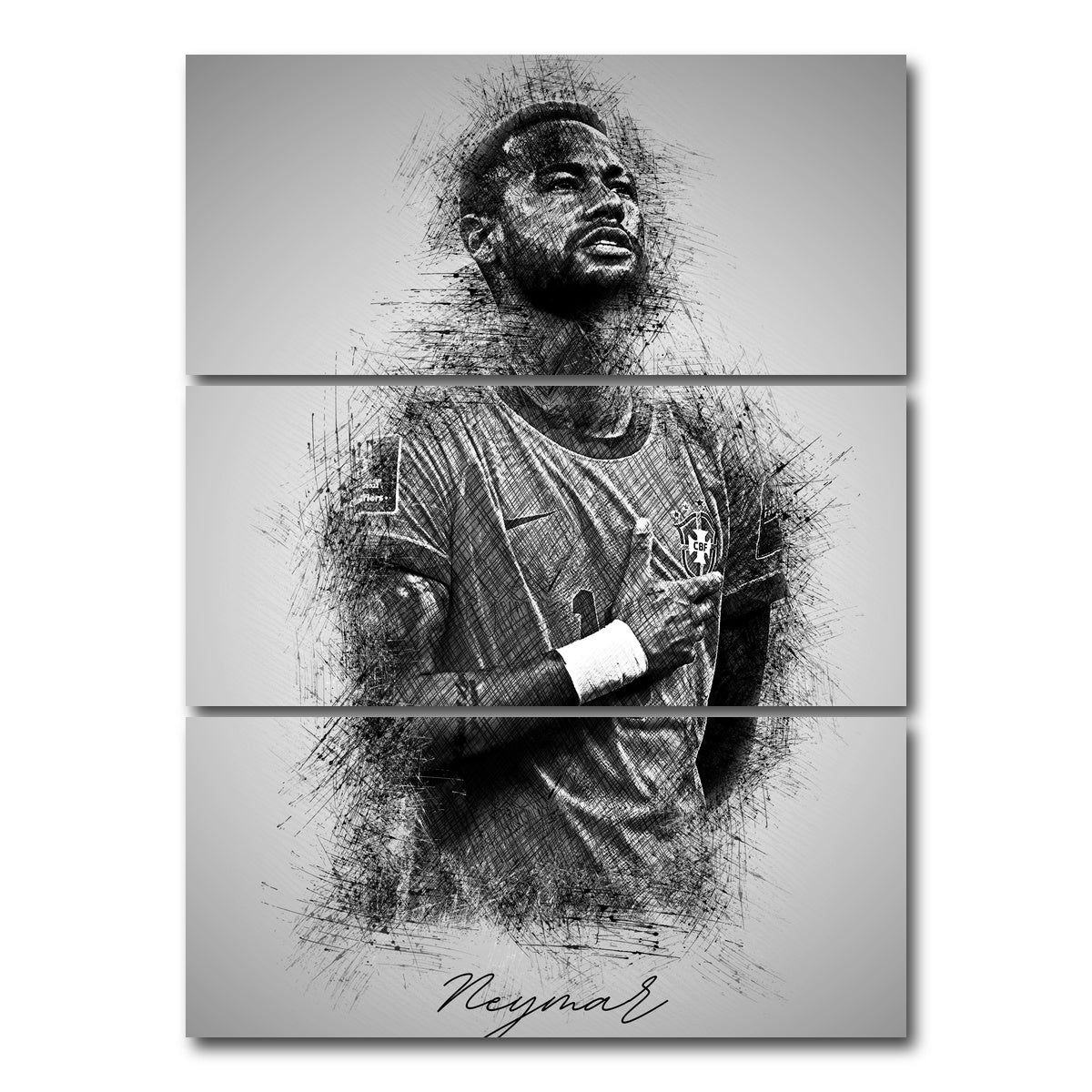 AUTO-MOCKUP WHITE | Neymar 2 | 3 Piece | Gallery Wrap Canvas | group=8x18_stacked