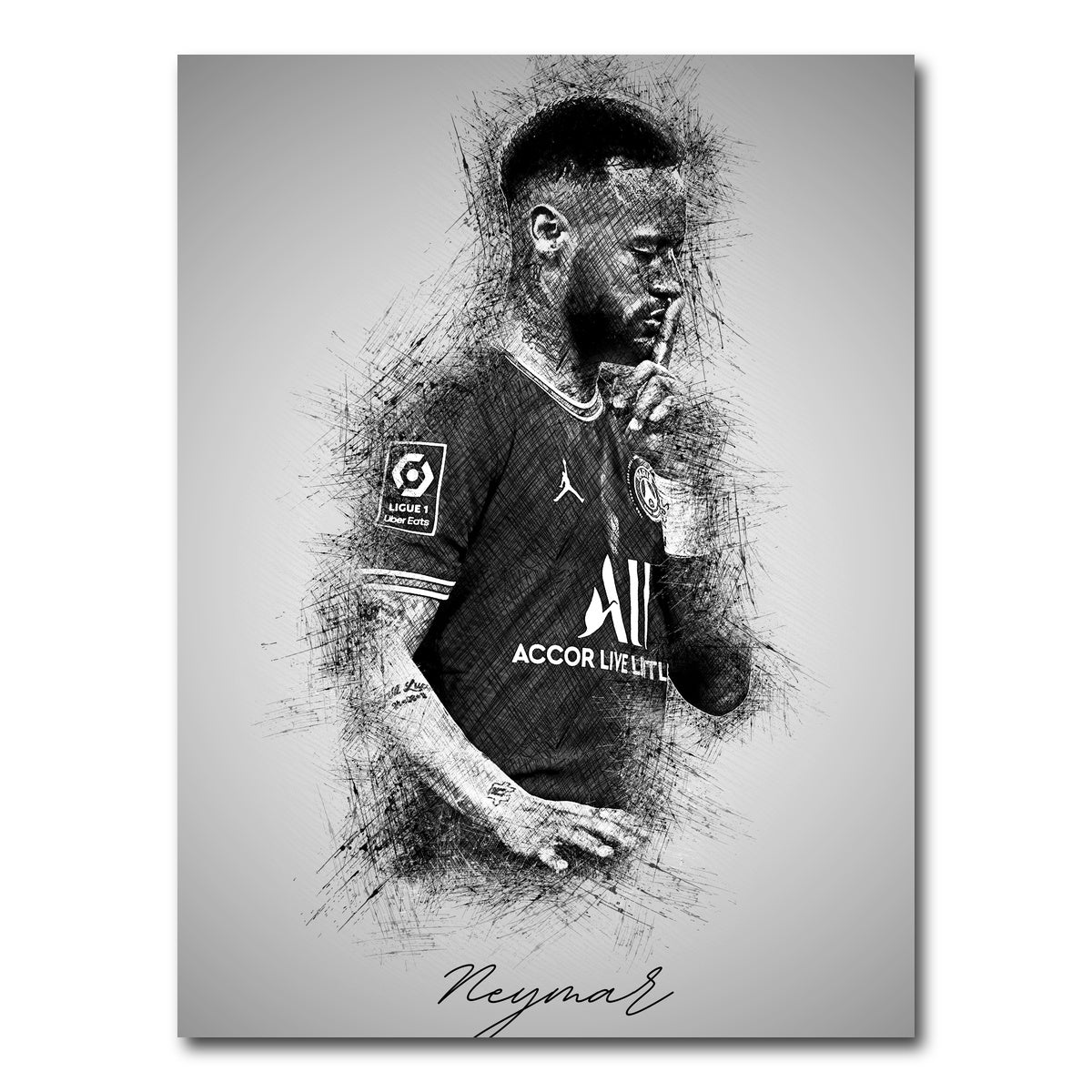 AUTO-MOCKUP WHITE | Neymar Sketch | 1 Piece | Gallery Wrap Canvas | group=3x4