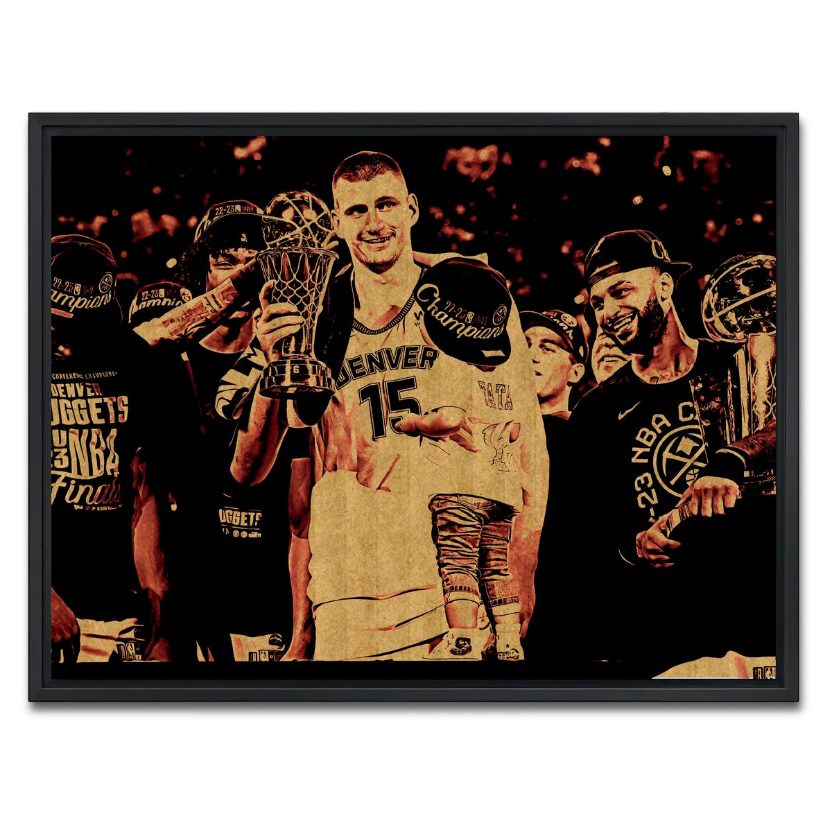 AUTO-MOCKUP WHITE | Nuggets Champions Gold | 1 Piece | Black Framed Canvas | group=4x3