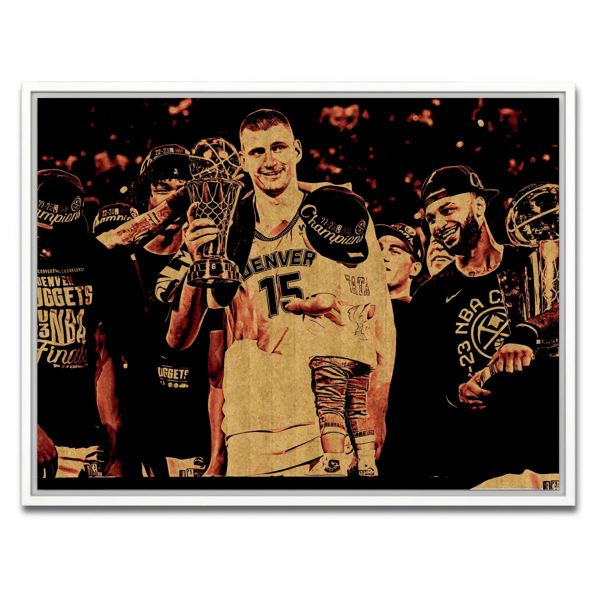 AUTO-MOCKUP WHITE | Nuggets Champions Gold | 1 Piece | White Framed Canvas | group=4x3