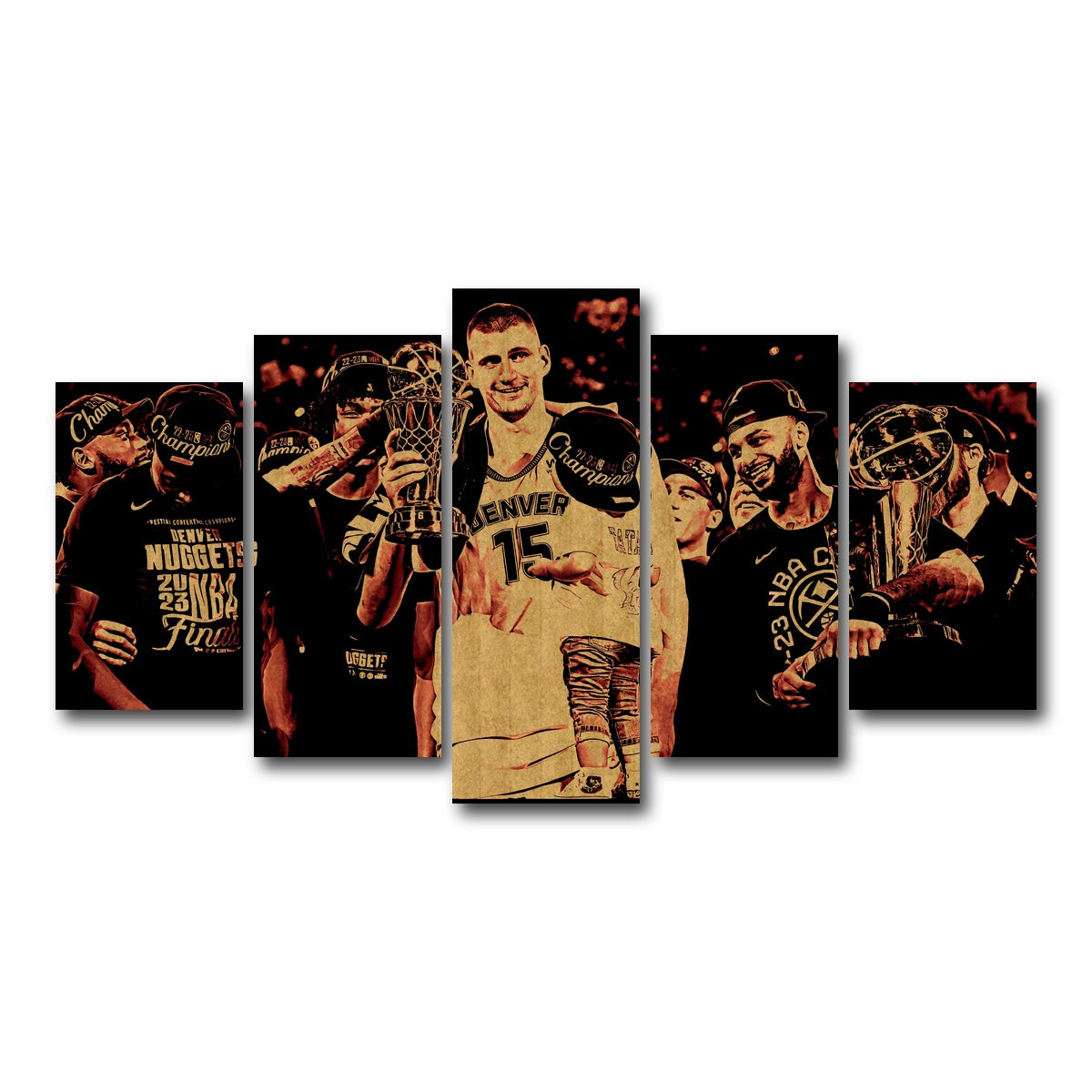 AUTO-MOCKUP WHITE | Nuggets Champions Gold | 5 Piece | Gallery Wrap Canvas | group=5_normal