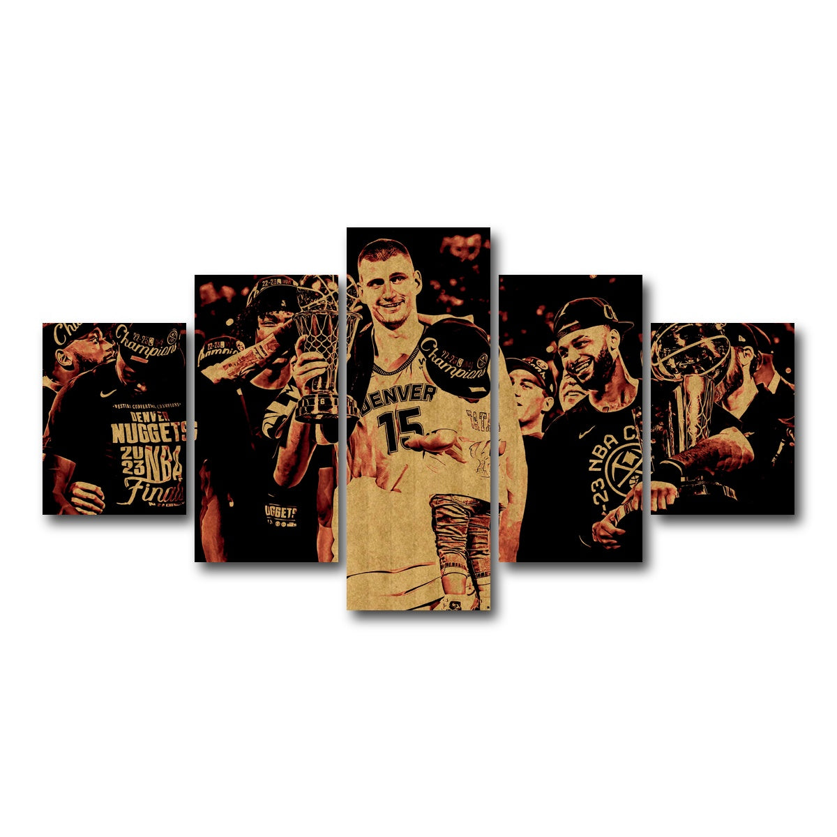 AUTO-MOCKUP WHITE | Nuggets Champions Gold | 5 Piece | Gallery Wrap Canvas | group=5_short