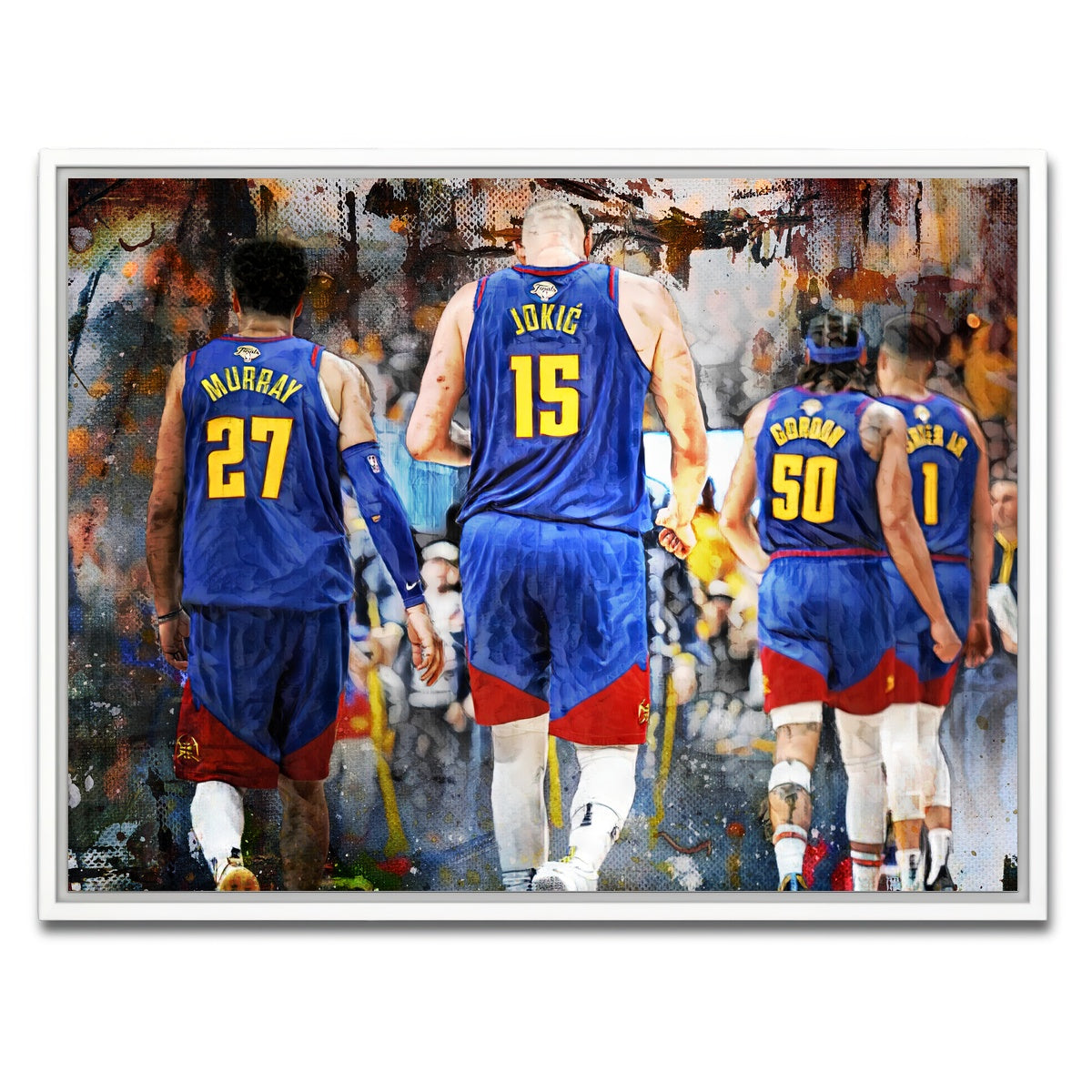AUTO-MOCKUP WHITE | Nuggets Core Four | 1 Piece | White Framed Canvas | group=4x3
