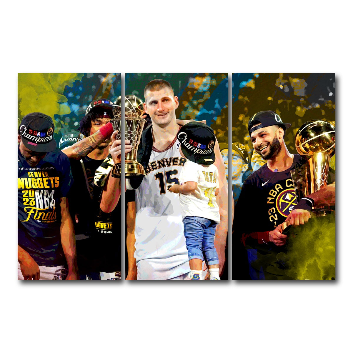 AUTO-MOCKUP WHITE | Nuggets Finals Champs | 3 Piece | Gallery Wrap Canvas | group=12x24