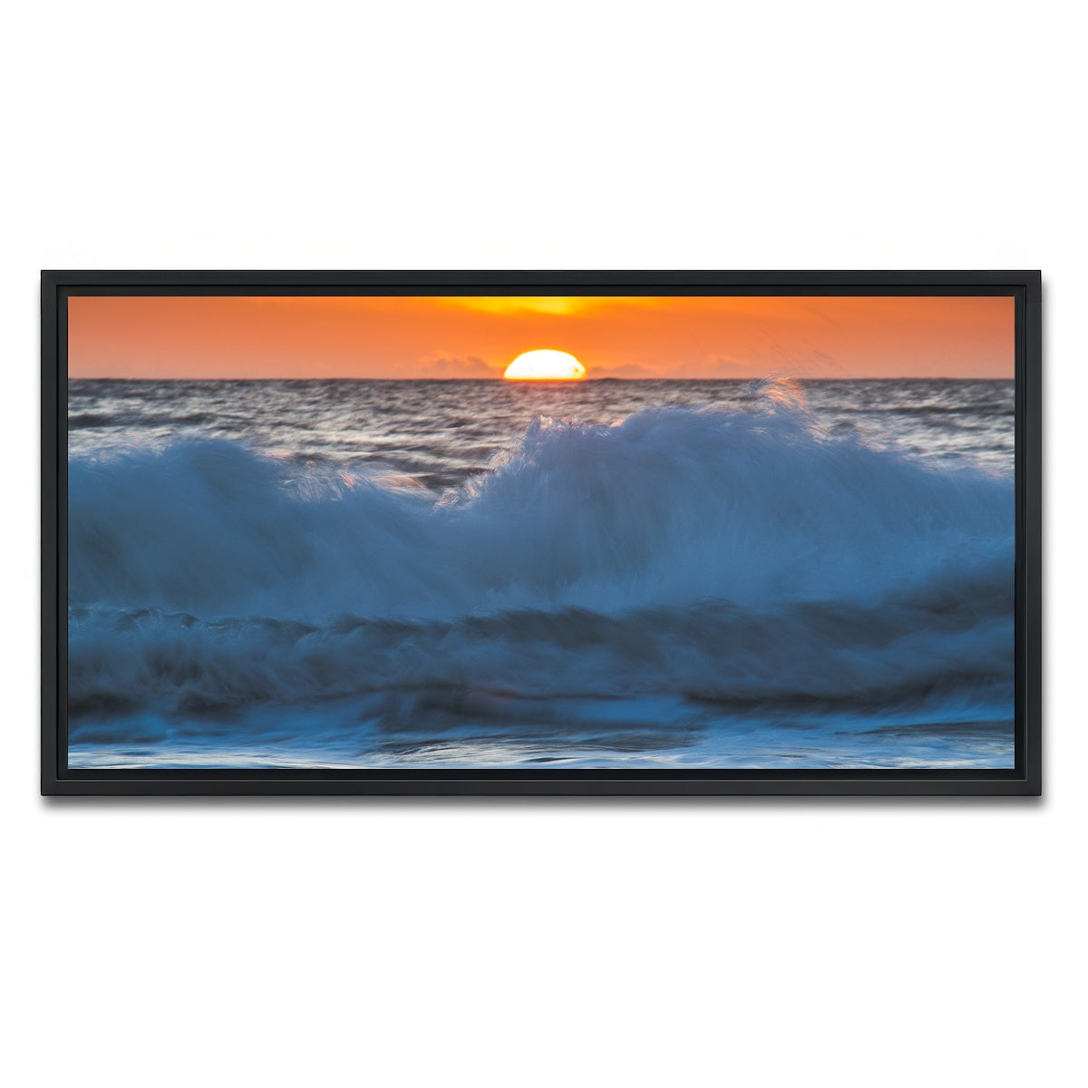 AUTO-MOCKUP WHITE | Ocean Sunrise | 1 Piece | Black Framed Canvas | group=2x1