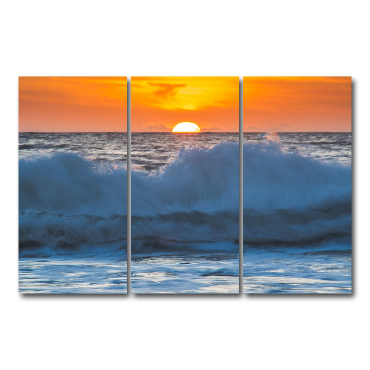 AUTO-MOCKUP WHITE | Ocean Sunrise | 3 Piece | Gallery Wrap Canvas | group=12x24