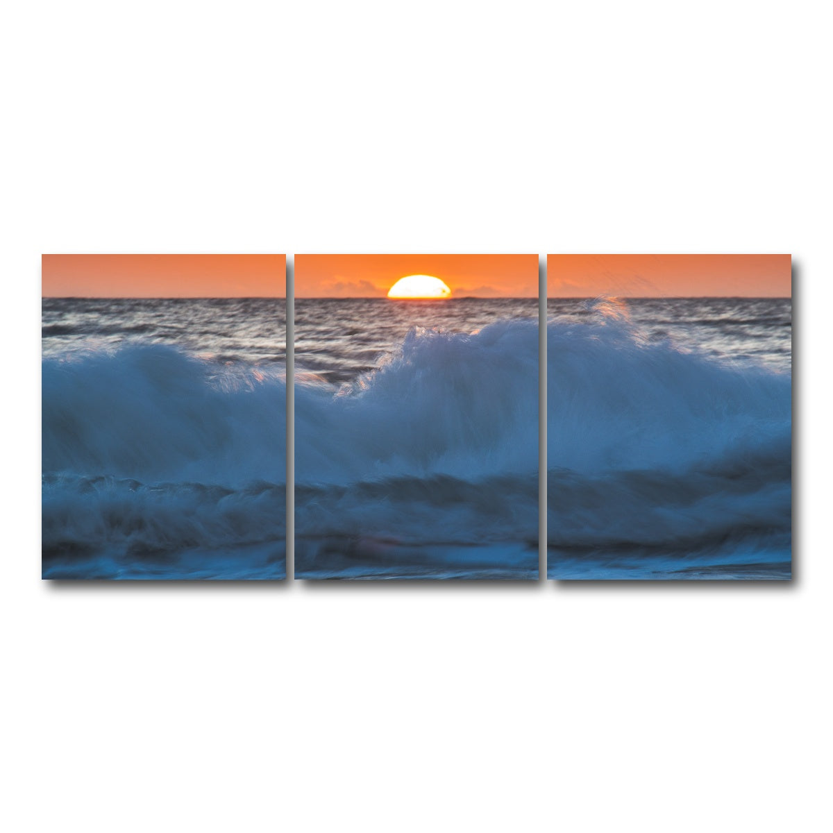 AUTO-MOCKUP WHITE | Ocean Sunrise | 3 Piece | Gallery Wrap Canvas | group=18x24