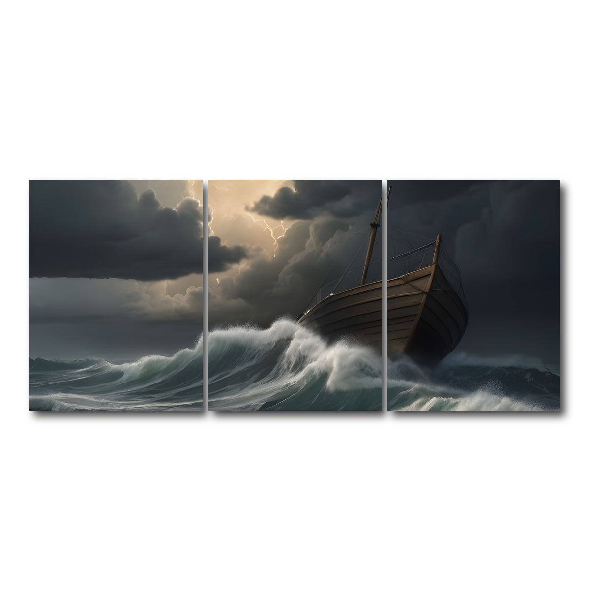 AUTO-MOCKUP WHITE | Old Wooden Ship | 3 Piece | Gallery Wrap Canvas | group=18x24
