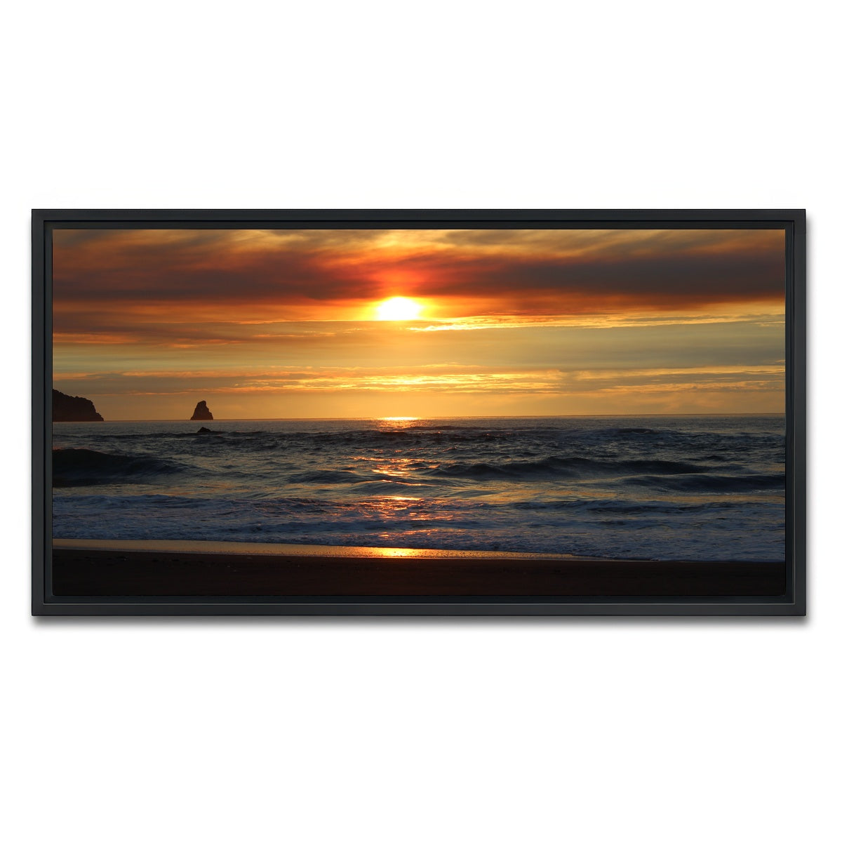 AUTO-MOCKUP WHITE | Oregon Coast Sunset | 1 Piece | Black Framed Canvas | group=2x1