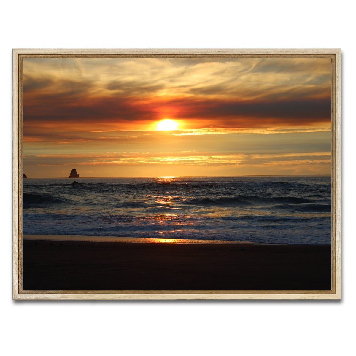 AUTO-MOCKUP WHITE | Oregon Coast Sunset | 1 Piece | Natural Framed Canvas | group=4x3