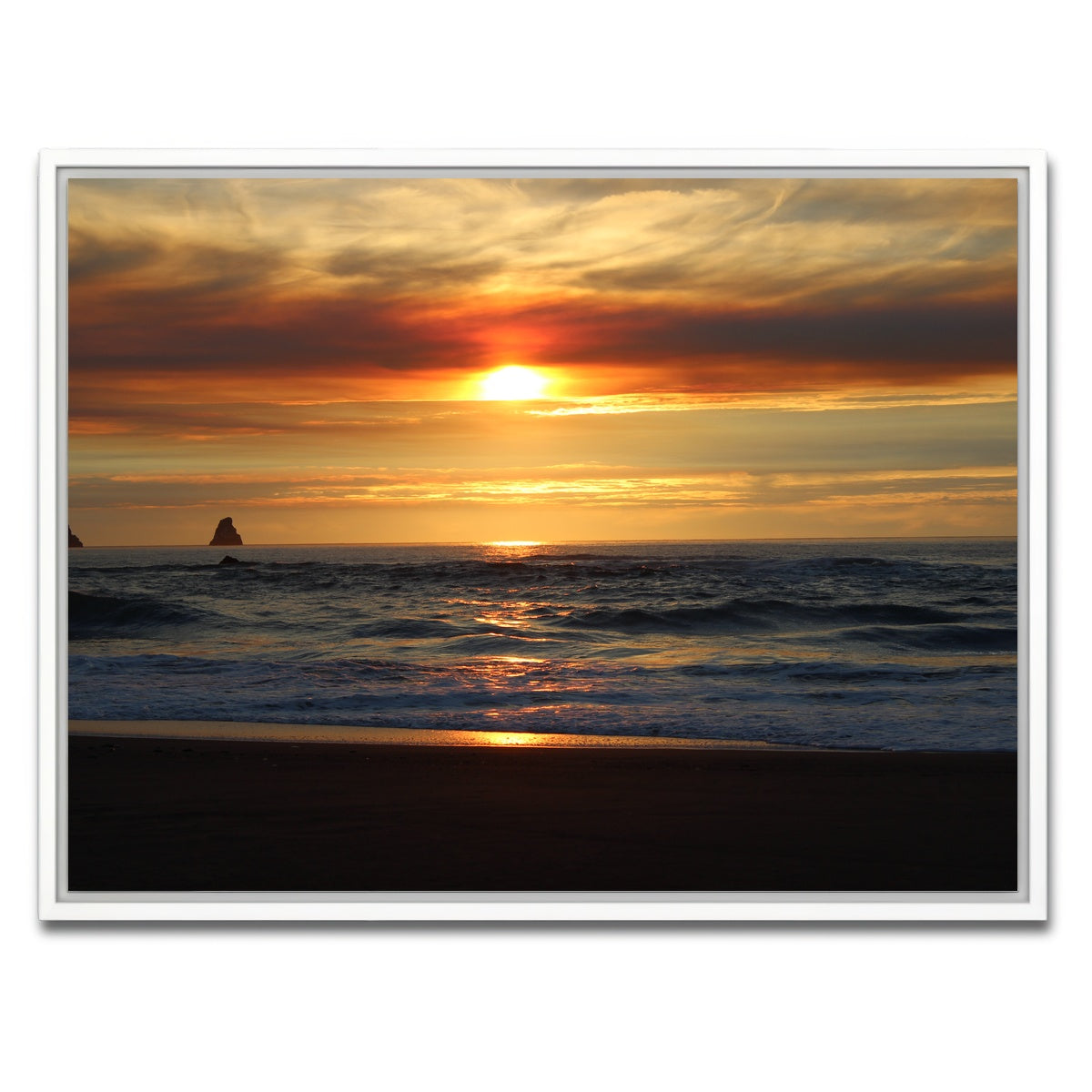 AUTO-MOCKUP WHITE | Oregon Coast Sunset | 1 Piece | White Framed Canvas | group=4x3