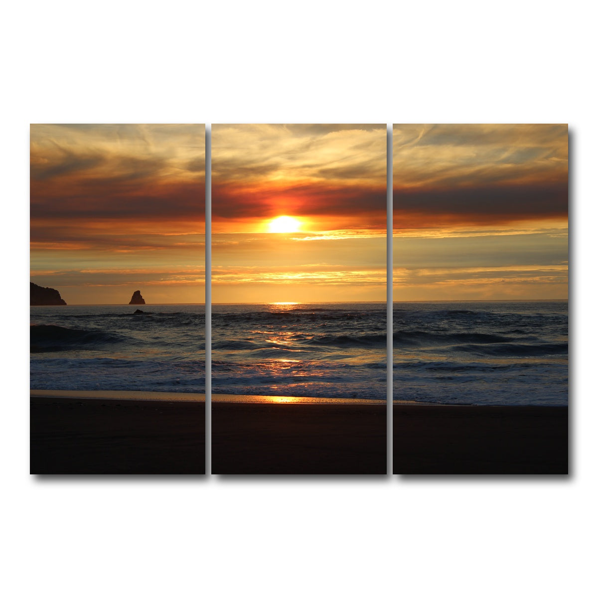AUTO-MOCKUP WHITE | Oregon Coast Sunset | 3 Piece | Gallery Wrap Canvas | group=12x24