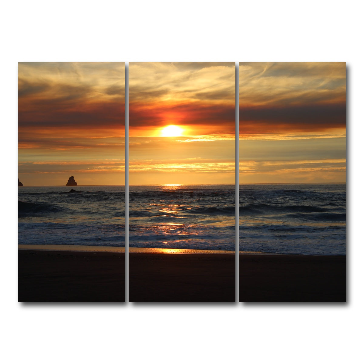 AUTO-MOCKUP WHITE | Oregon Coast Sunset | 3 Piece | Gallery Wrap Canvas | group=8x18