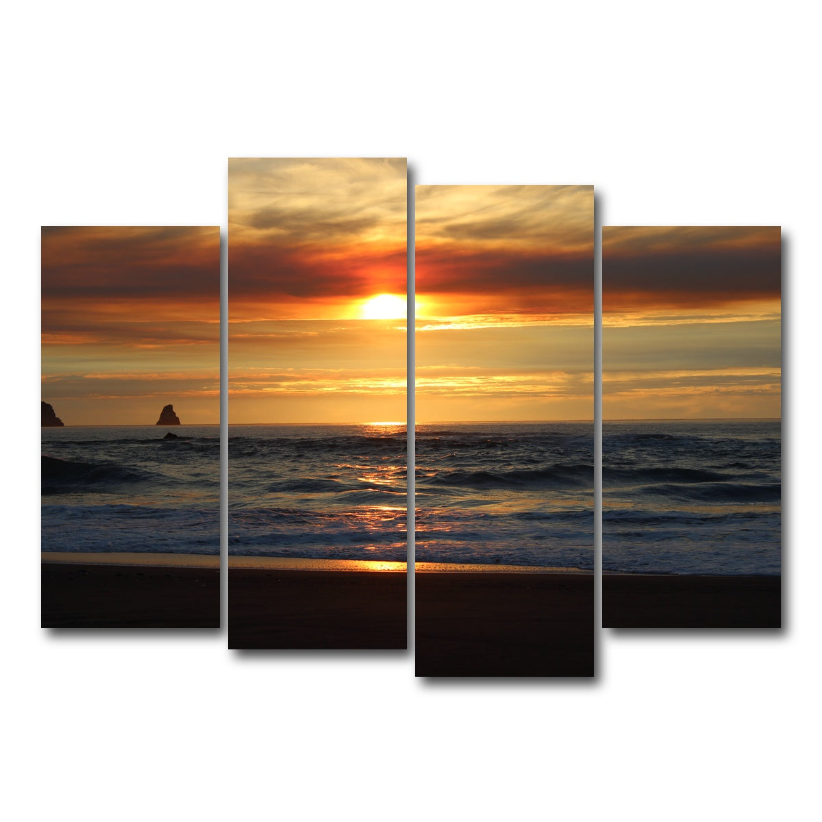 AUTO-MOCKUP WHITE | Oregon Coast Sunset | 4 Piece | Gallery Wrap Canvas | group=4_normal