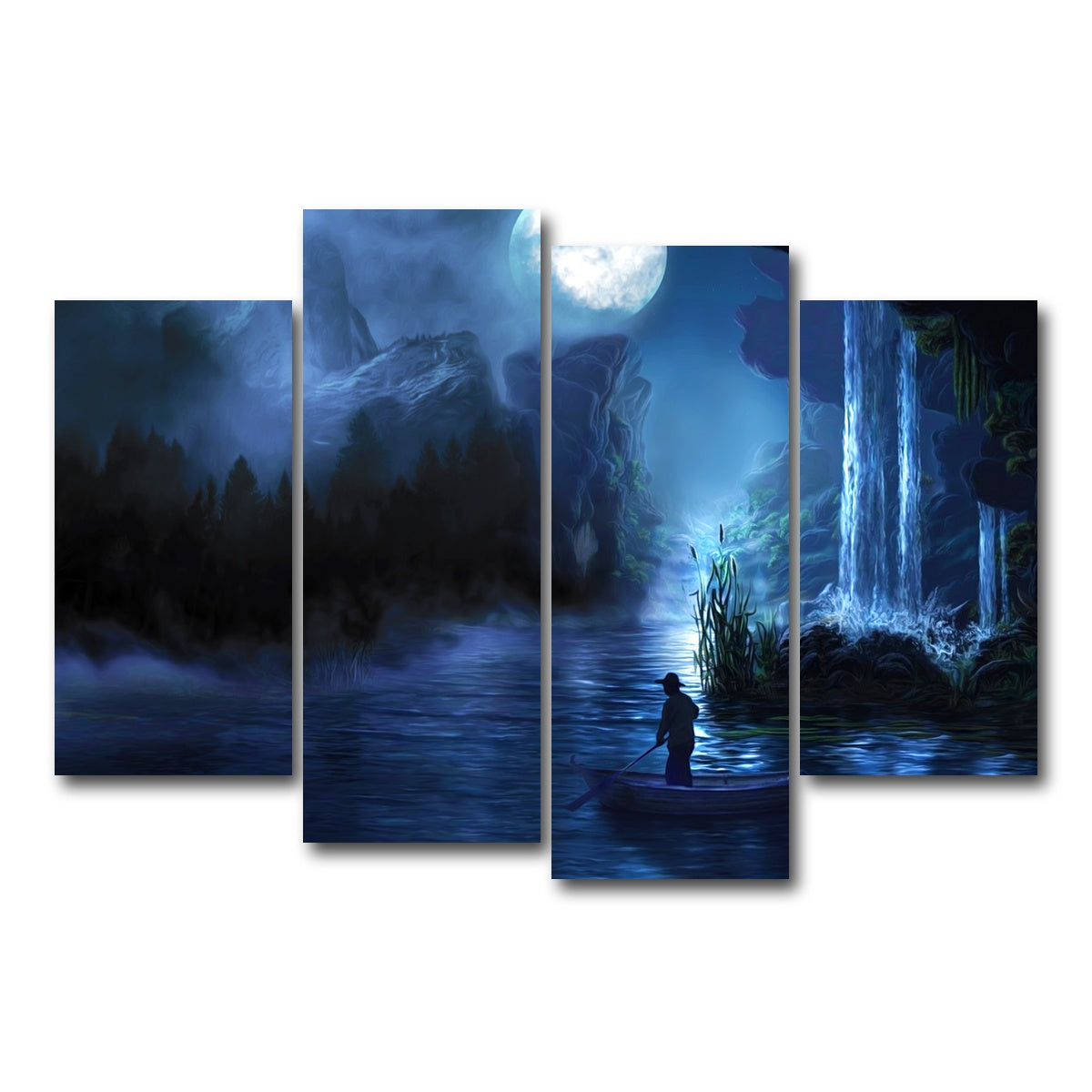 AUTO-MOCKUP WHITE | Paddle at Night | 4 Piece | Gallery Wrap Canvas | group=4_short