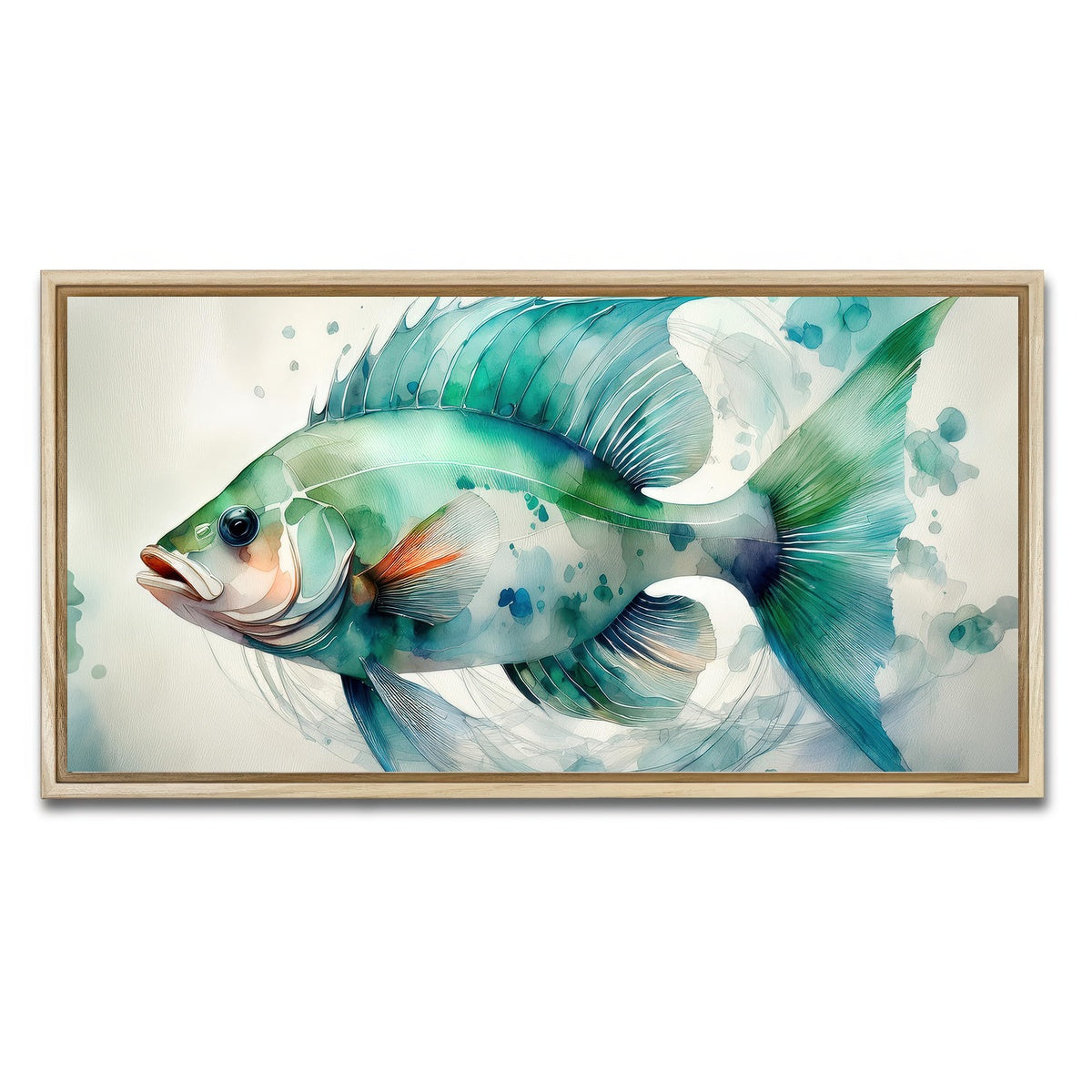 AUTO-MOCKUP WHITE | Painting Art of Salt Water Fish | 1 Piece | Natural Framed Canvas | group=2x1