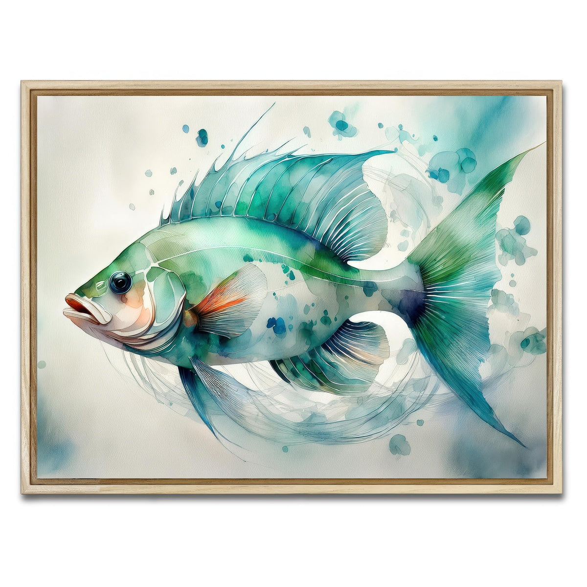 AUTO-MOCKUP WHITE | Painting Art of Salt Water Fish | 1 Piece | Natural Framed Canvas | group=4x3