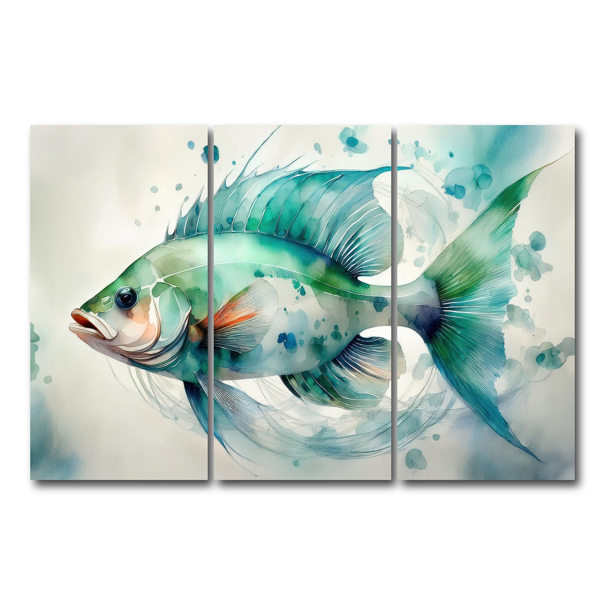 AUTO-MOCKUP WHITE | Painting Art of Salt Water Fish | 3 Piece | Gallery Wrap Canvas | group=12x24