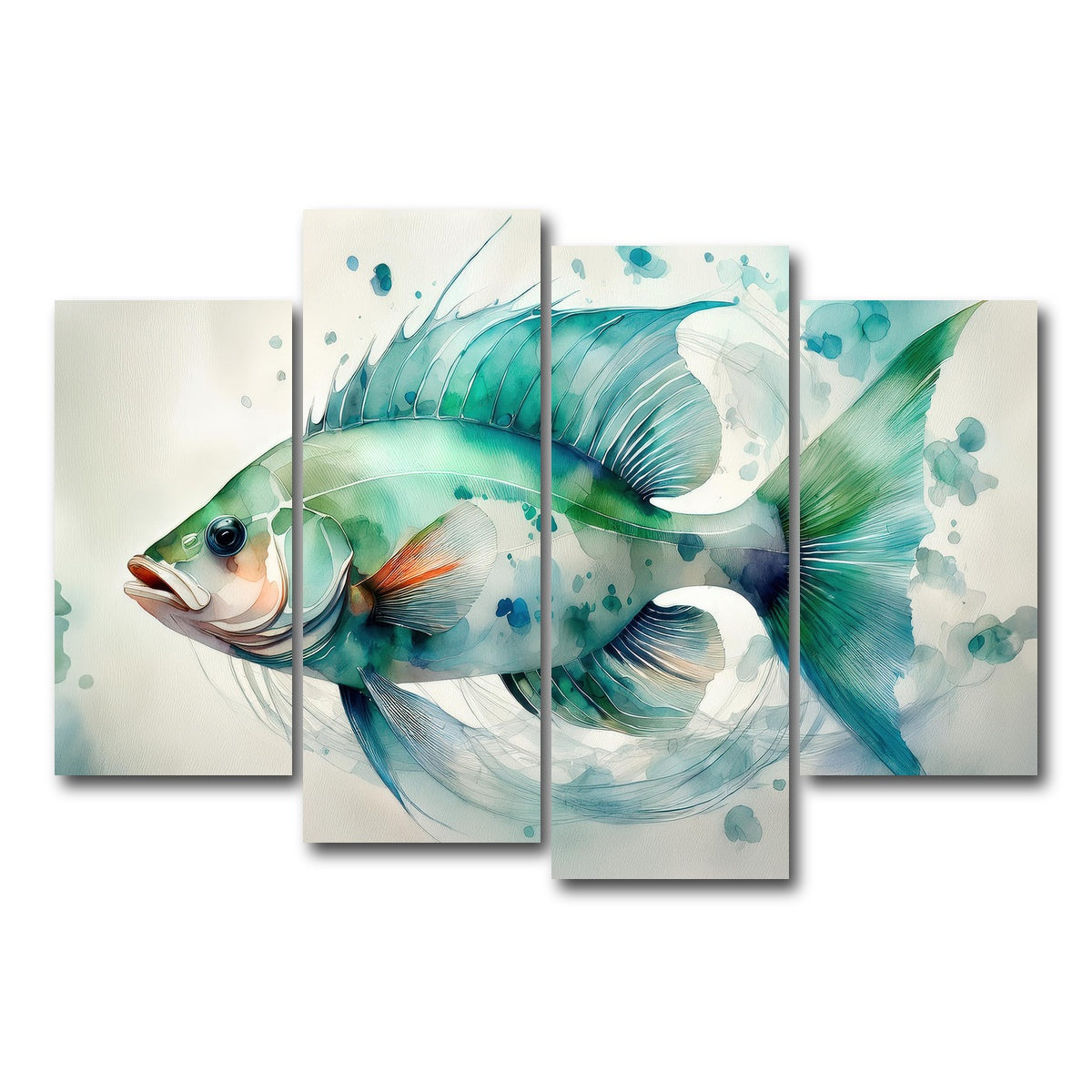AUTO-MOCKUP WHITE | Painting Art of Salt Water Fish | 4 Piece | Gallery Wrap Canvas | group=4_short