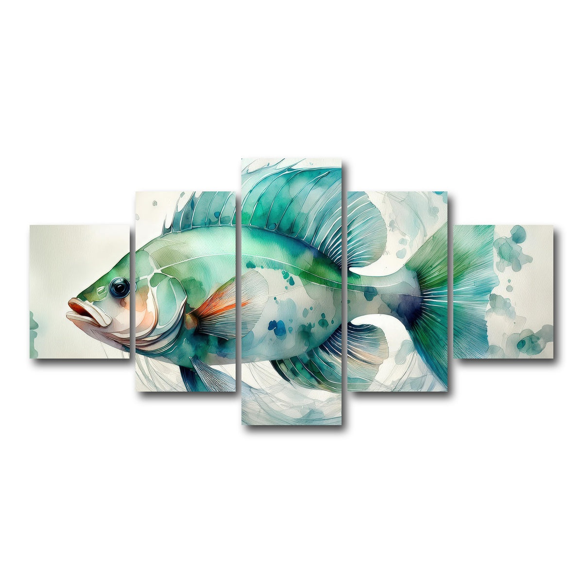 AUTO-MOCKUP WHITE | Painting Art of Salt Water Fish | 5 Piece | Gallery Wrap Canvas | group=5_short