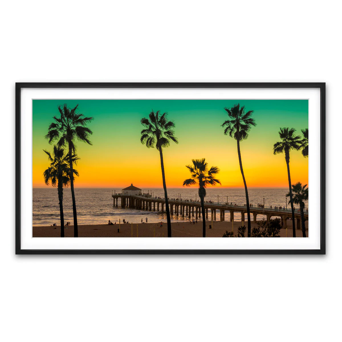 Palm Trees and Pier on Manhattan Beach Wall Art