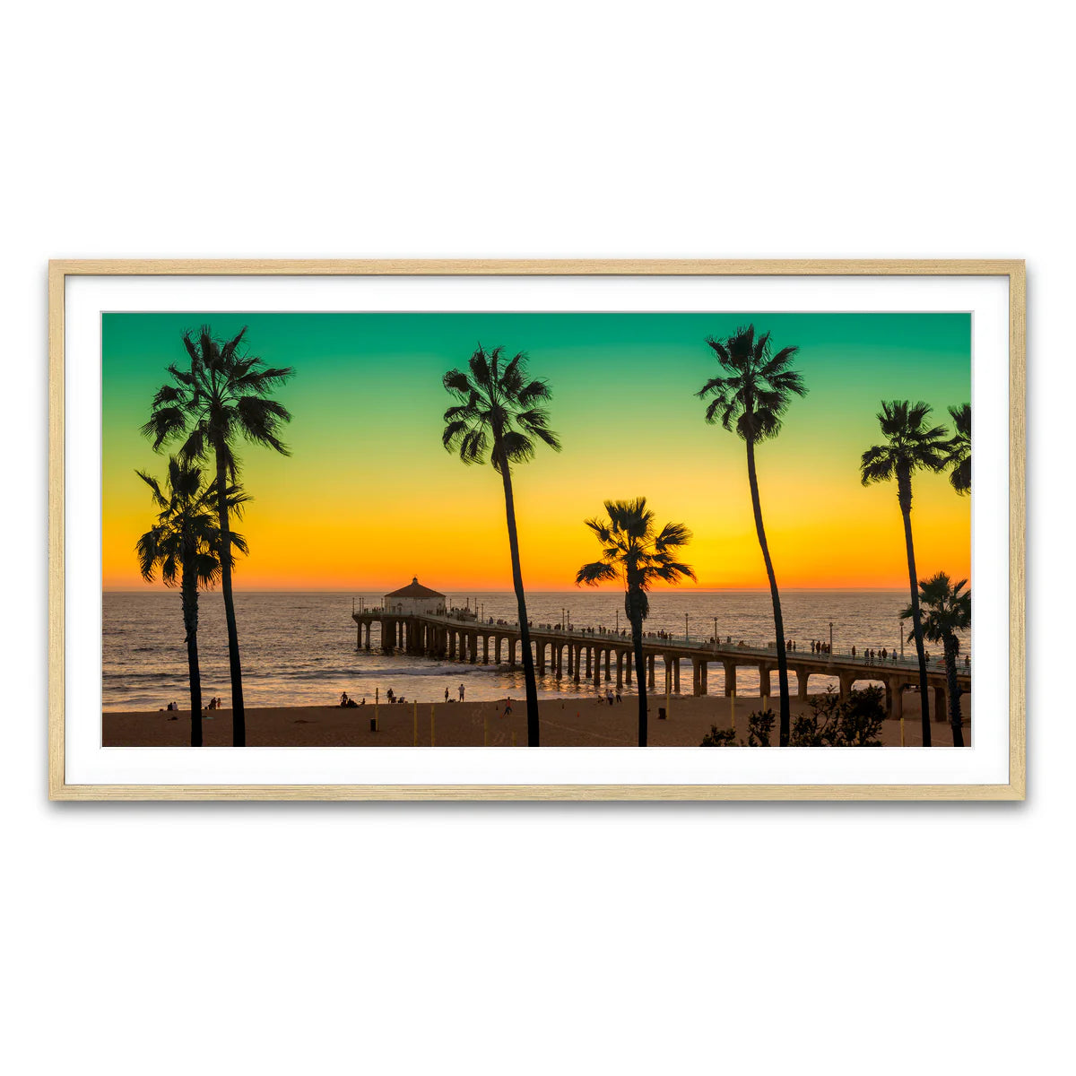 Palm Trees and Pier on Manhattan Beach Wall Art