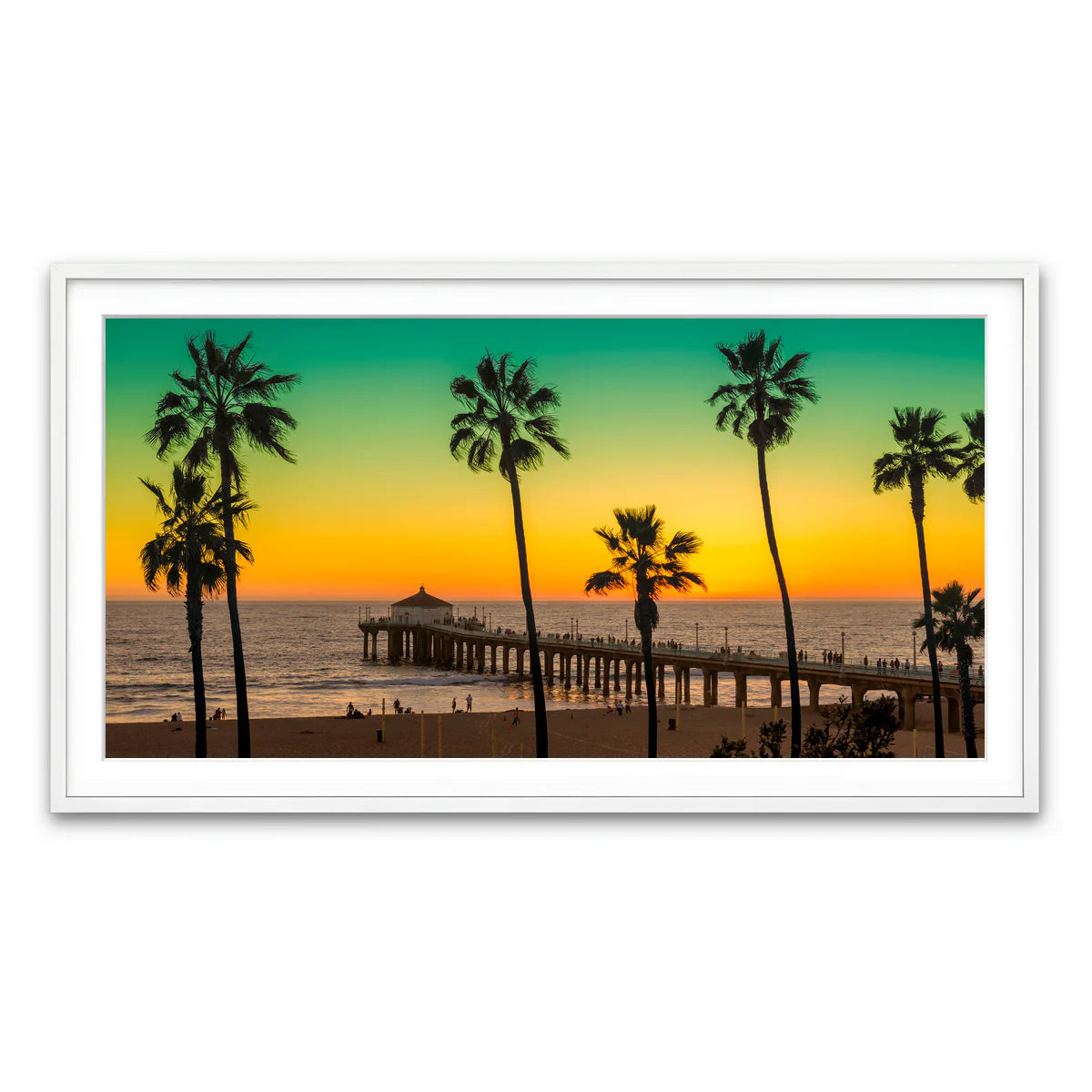 Palm Trees and Pier on Manhattan Beach Wall Art