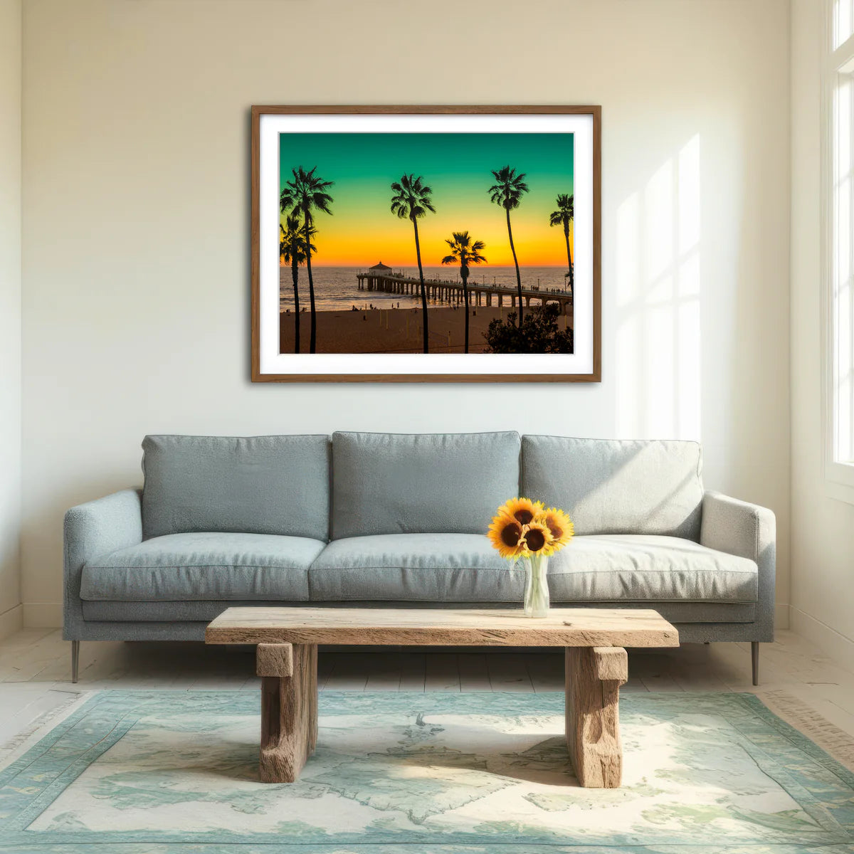 Palm Trees and Pier on Manhattan Beach Wall Art