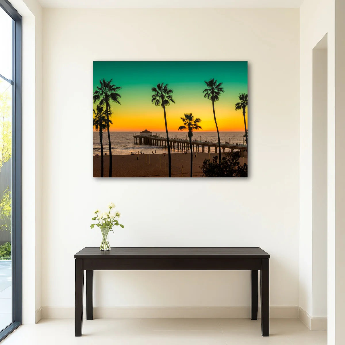 Palm Trees and Pier on Manhattan Beach Wall Art