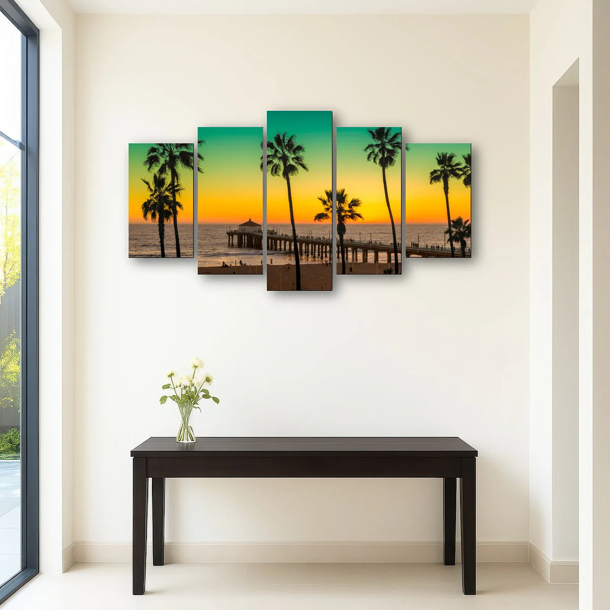 Palm Trees and Pier on Manhattan Beach Wall Art