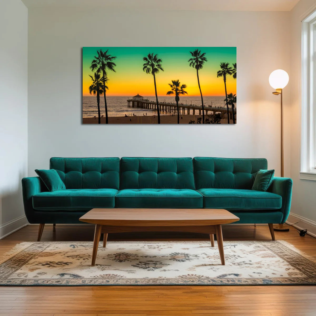 Palm Trees and Pier on Manhattan Beach Wall Art