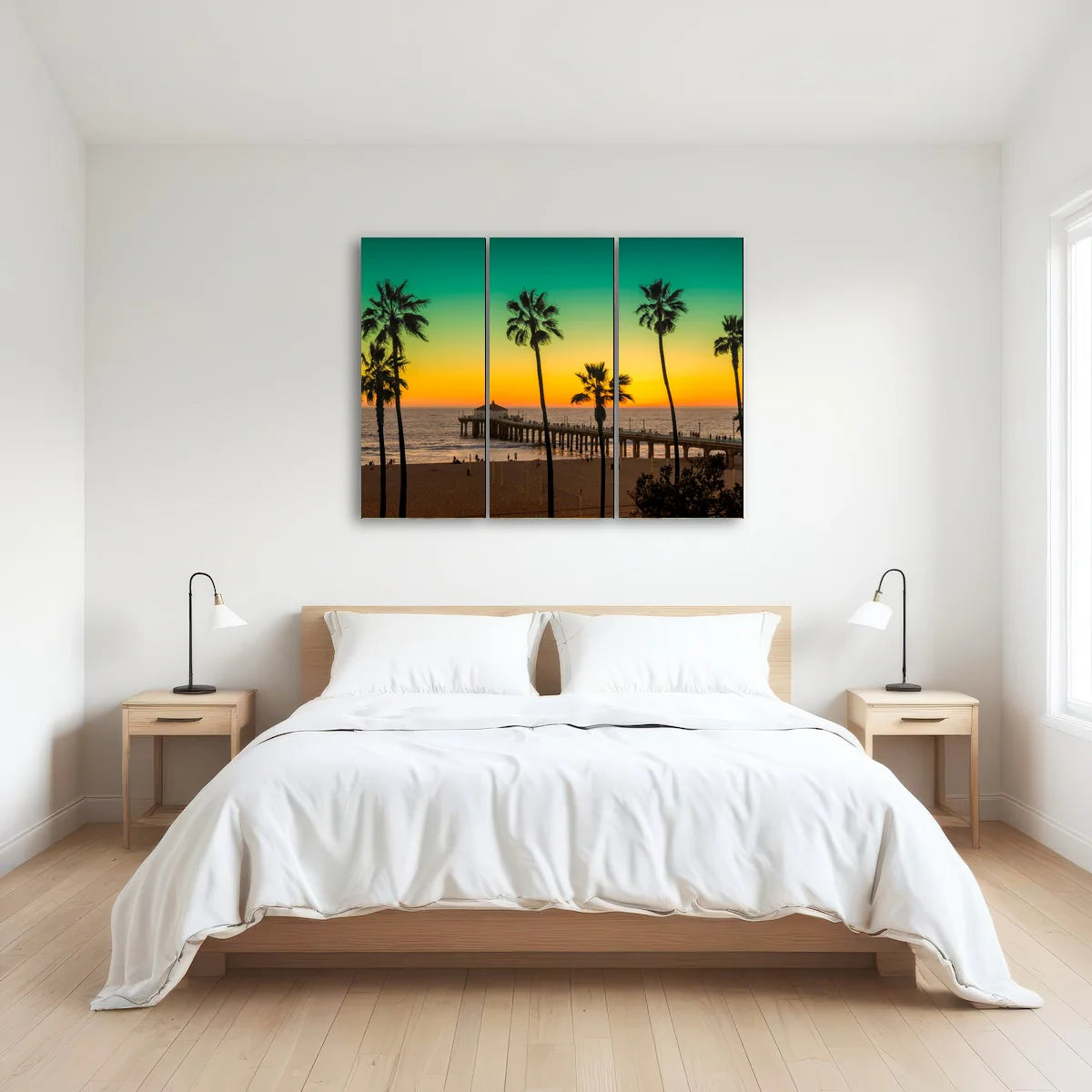Palm Trees and Pier on Manhattan Beach Wall Art