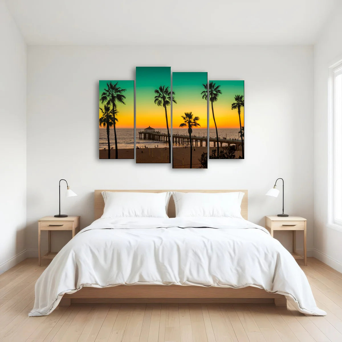 Palm Trees and Pier on Manhattan Beach Wall Art