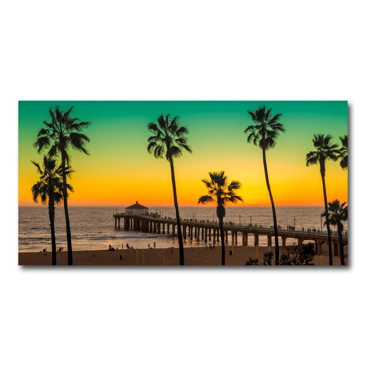 Palm Trees and Pier on Manhattan Beach Wall Art