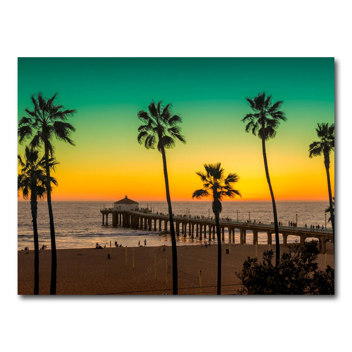 Palm Trees and Pier on Manhattan Beach Wall Art