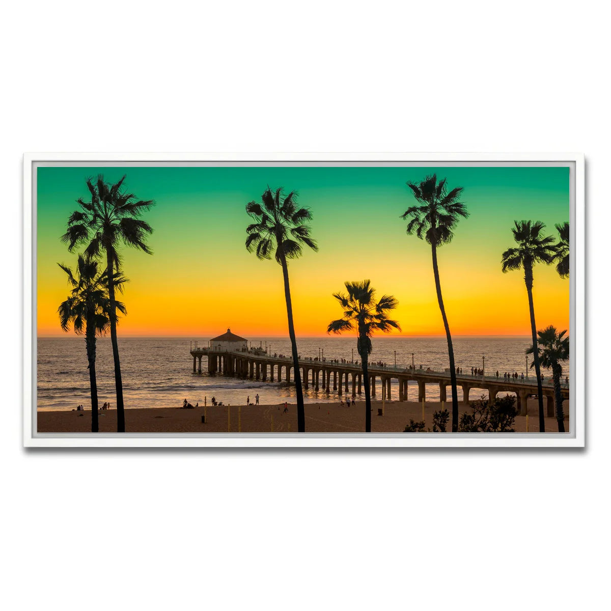 Palm Trees and Pier on Manhattan Beach Wall Art