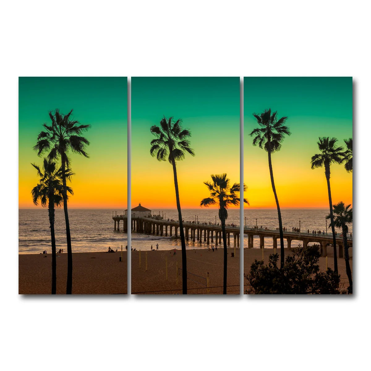 Palm Trees and Pier on Manhattan Beach Wall Art