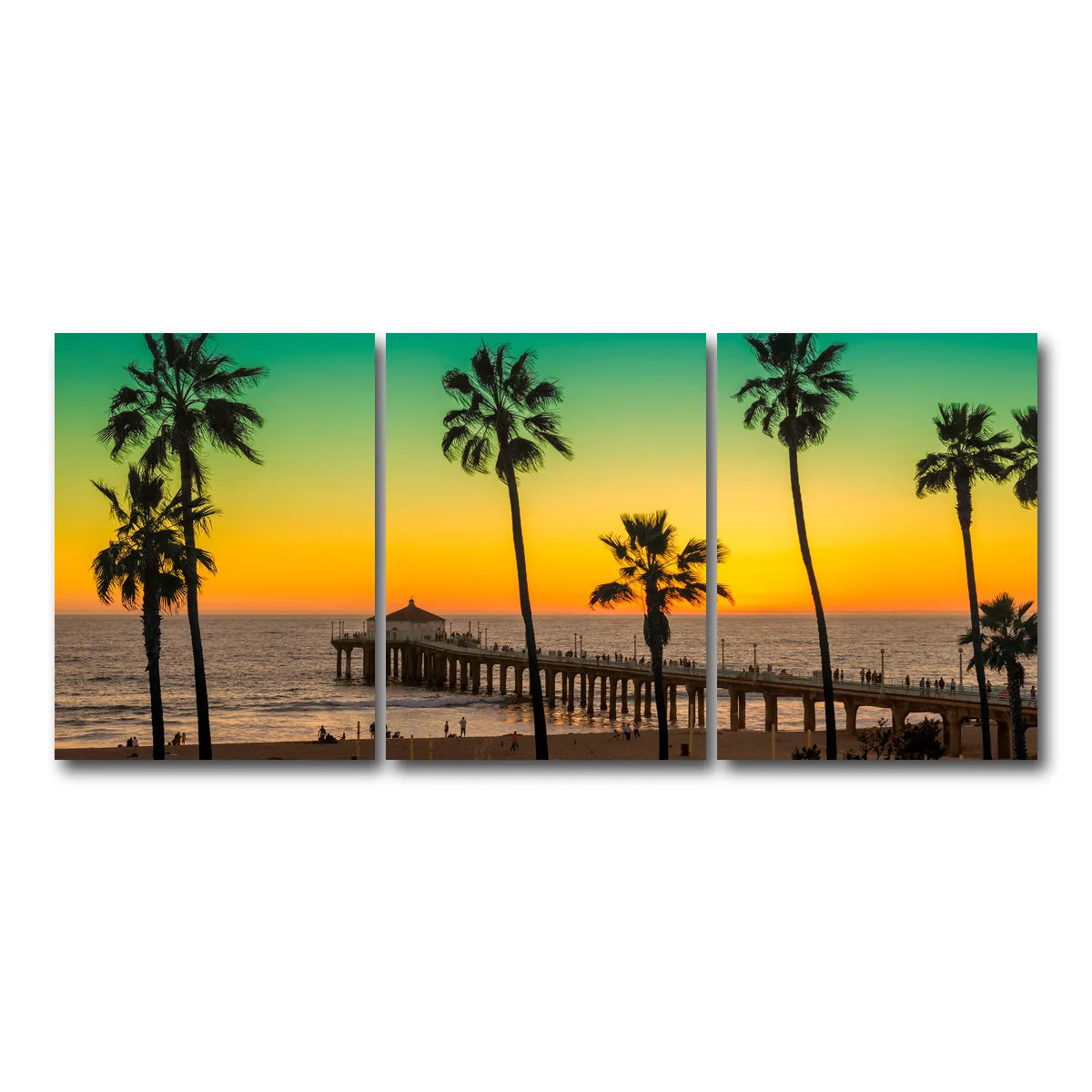 Palm Trees and Pier on Manhattan Beach Wall Art